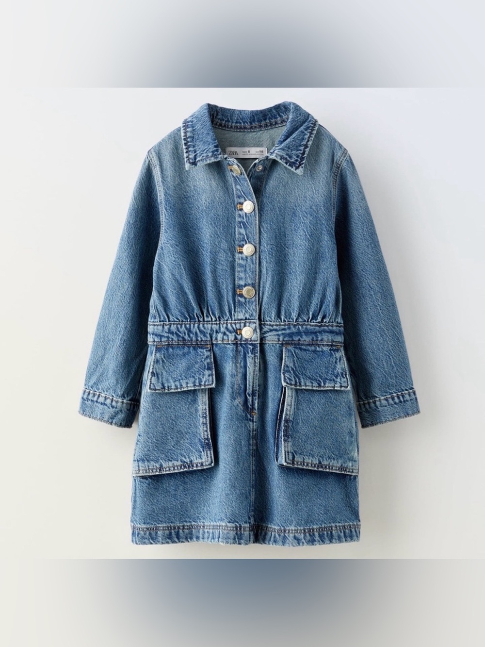 Girls Zara Blue Denim Dress (Size: 11-12 Years)